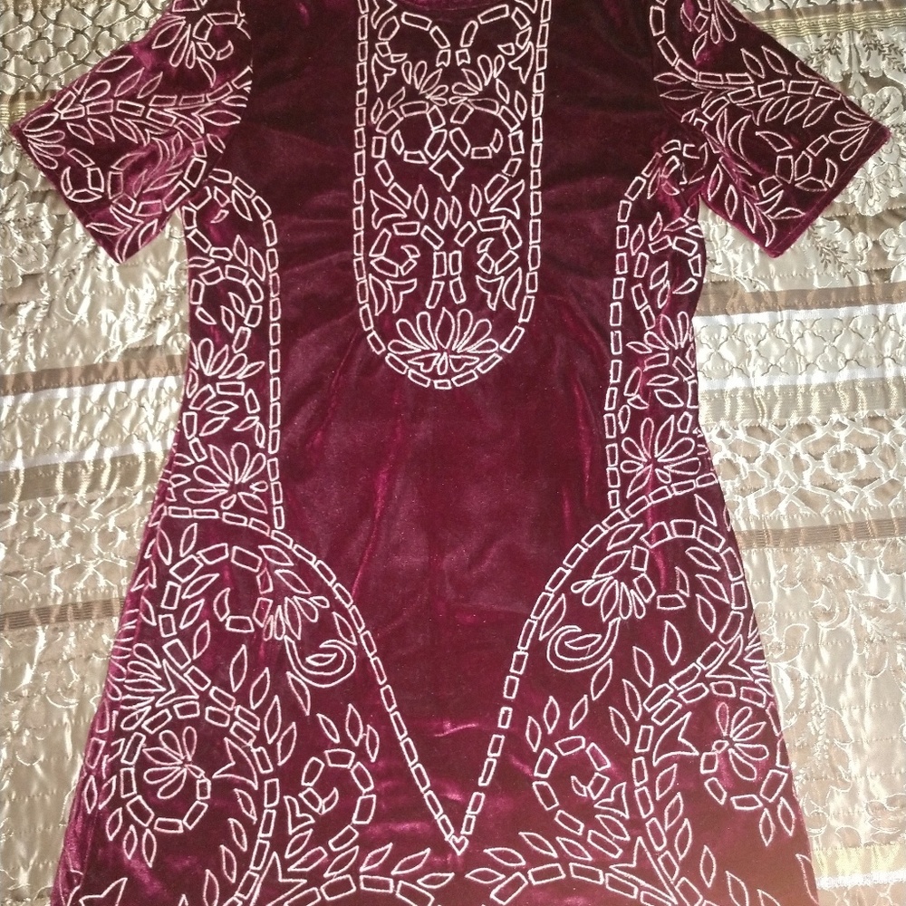 Chelsea and Violet embroidered velvet dress